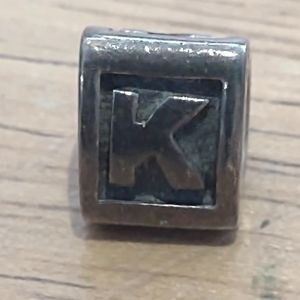 Pandora "K" letter sterling silver bead